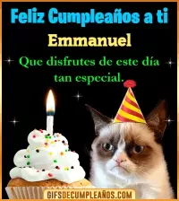 Gato meme Feliz Cumpleaños Emmanuel